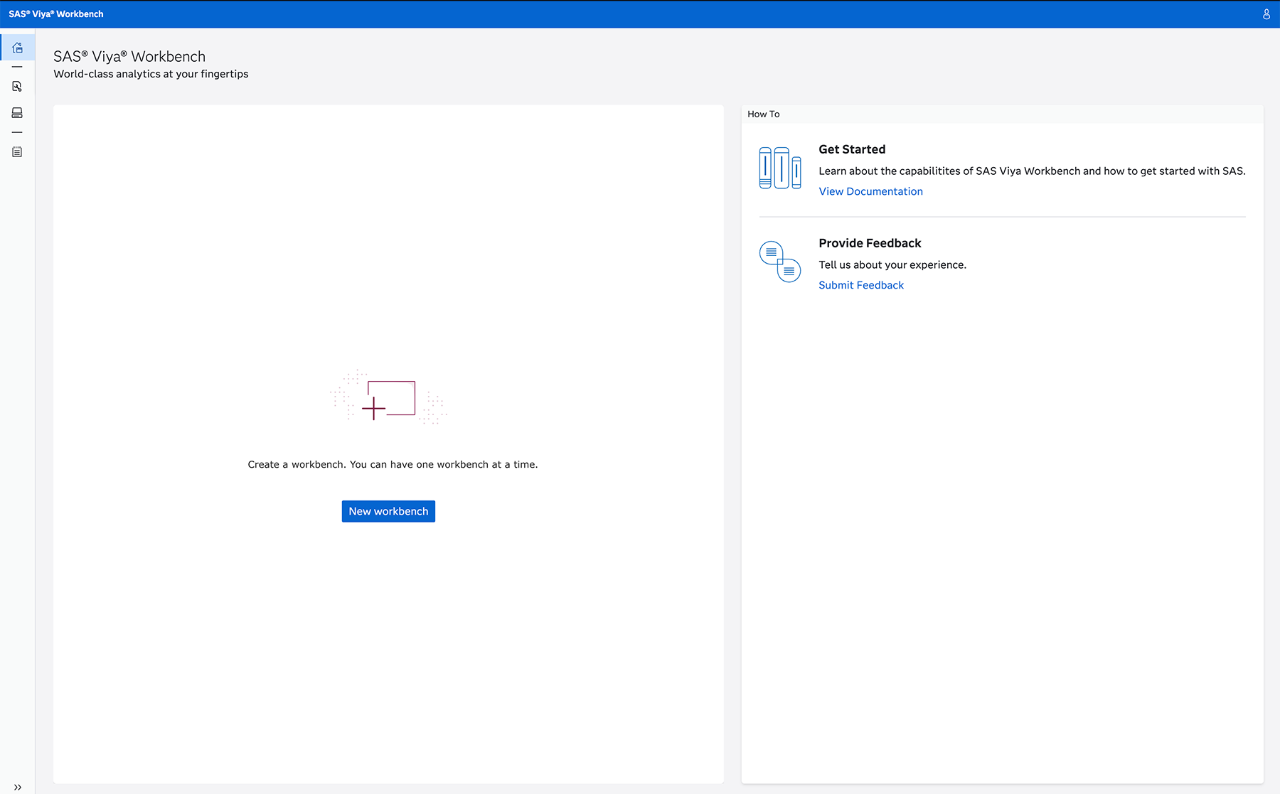 SAS Viya Workbench screenshot showing Workbench limits