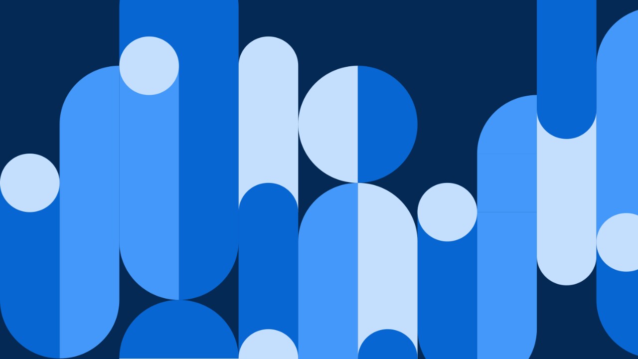 Abstract shapes on dark blue