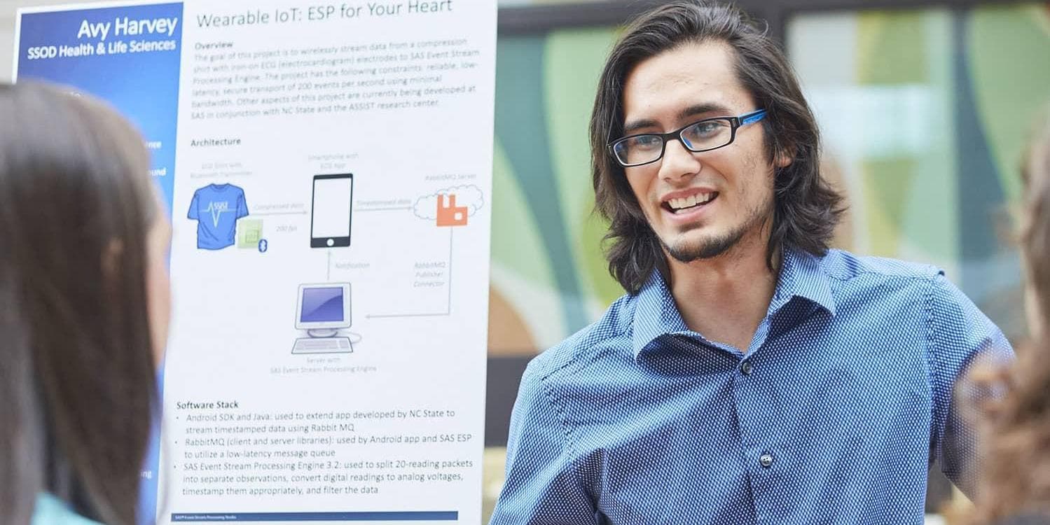 Intern smiling during presentation